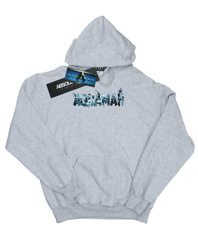 Sports Grey - Front - DC Comics Mens Aquaman Text Logo Hoodie