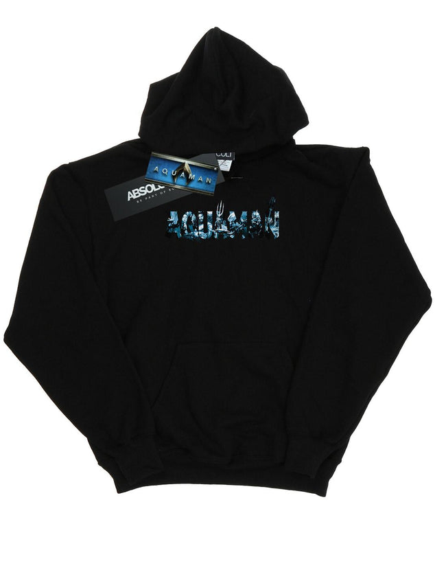 Black - Front - DC Comics Mens Aquaman Text Logo Hoodie