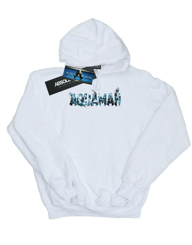 White - Front - DC Comics Mens Aquaman Text Logo Hoodie