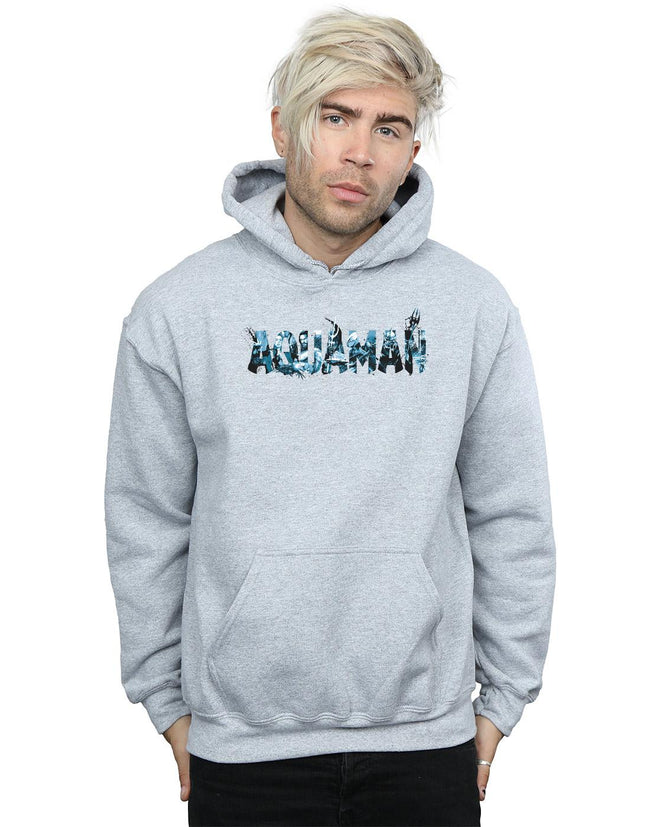 Sports Grey - Back - DC Comics Mens Aquaman Text Logo Hoodie