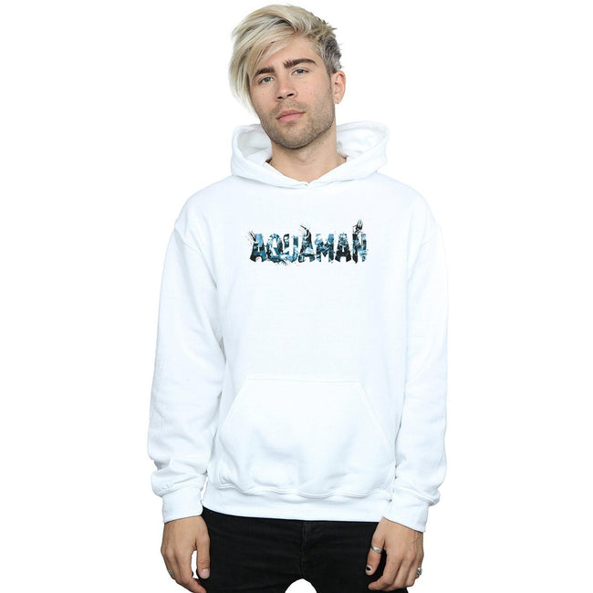 White - Back - DC Comics Mens Aquaman Text Logo Hoodie