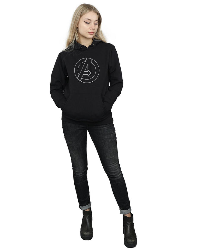 Black - Lifestyle - Avengers Assemble Womens-Ladies Outline Logo Hoodie