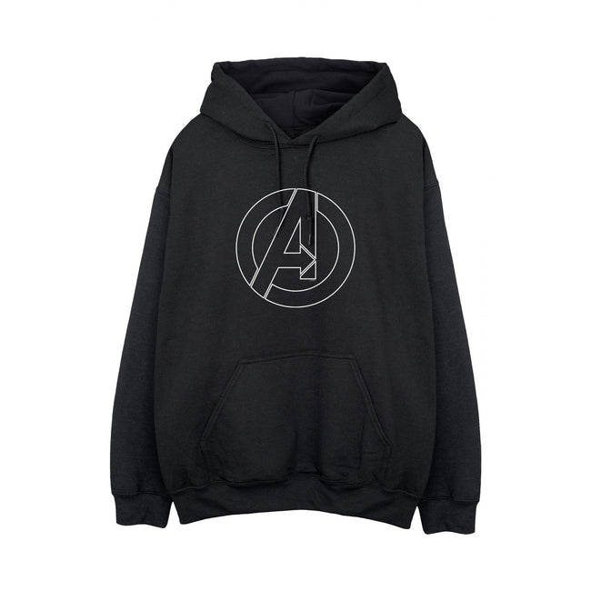 Black - Front - Avengers Assemble Womens-Ladies Outline Logo Hoodie