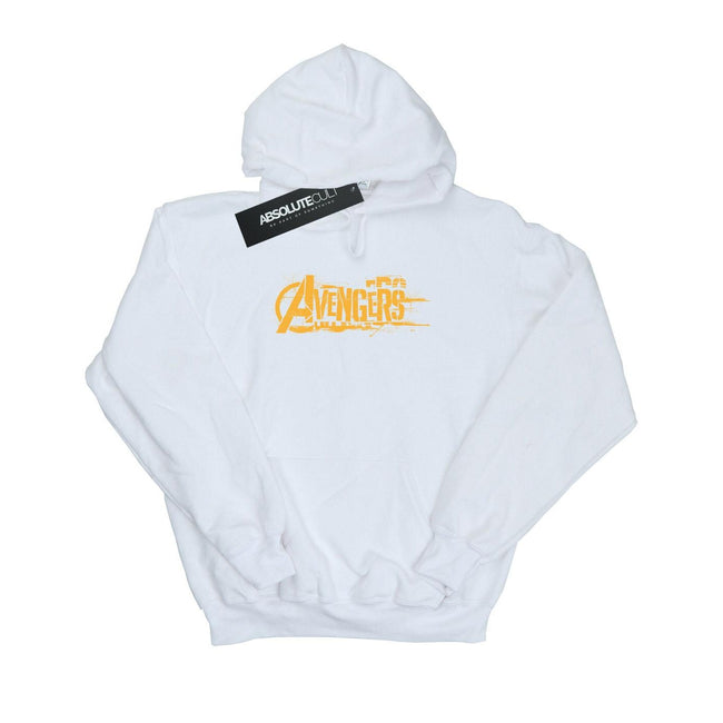 White - Lifestyle - Marvel Mens Avengers Infinity War Orange Logo Hoodie