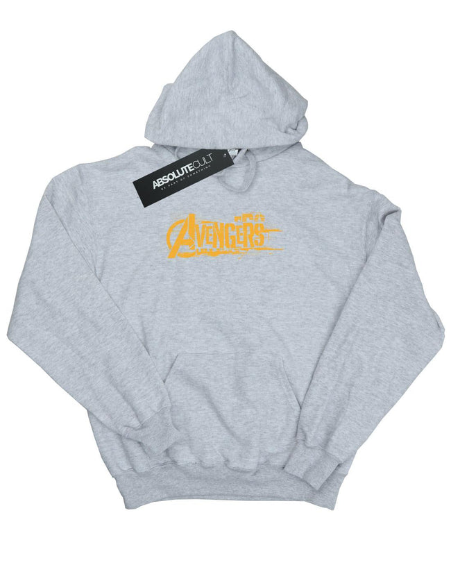Sports Grey - Front - Marvel Mens Avengers Infinity War Orange Logo Hoodie