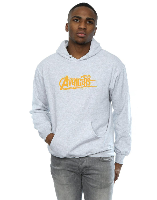Sports Grey - Back - Marvel Mens Avengers Infinity War Orange Logo Hoodie