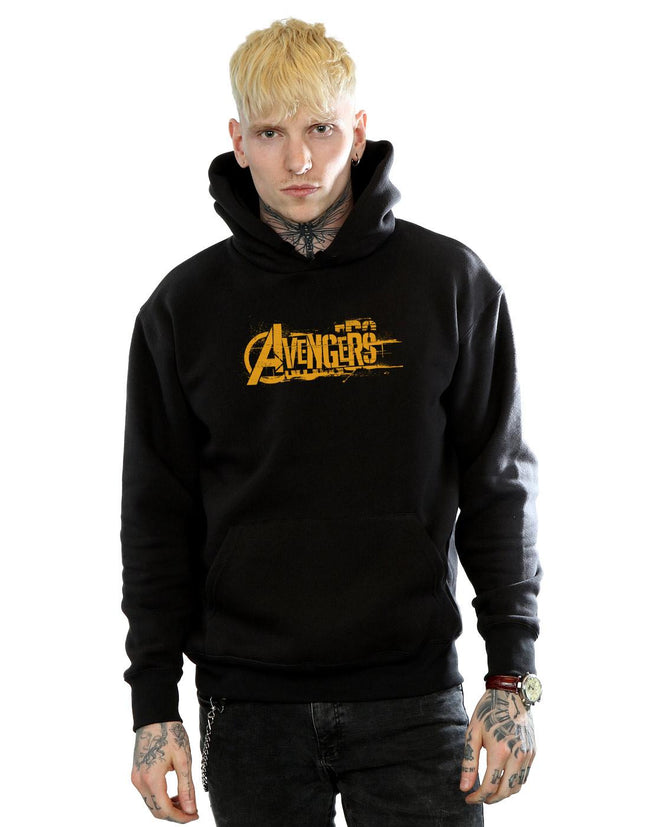 Black - Front - Marvel Mens Avengers Infinity War Orange Logo Hoodie