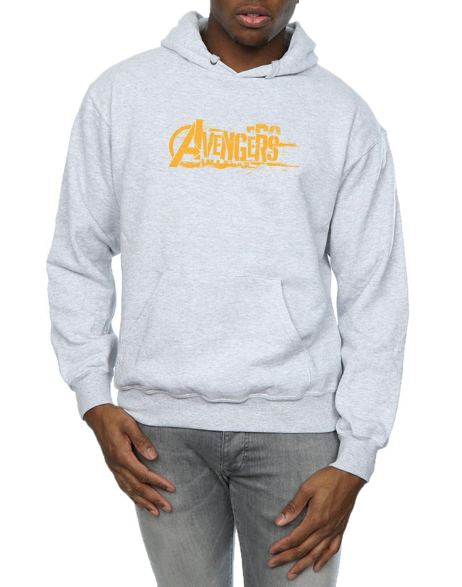 Sports Grey - Side - Marvel Mens Avengers Infinity War Orange Logo Hoodie