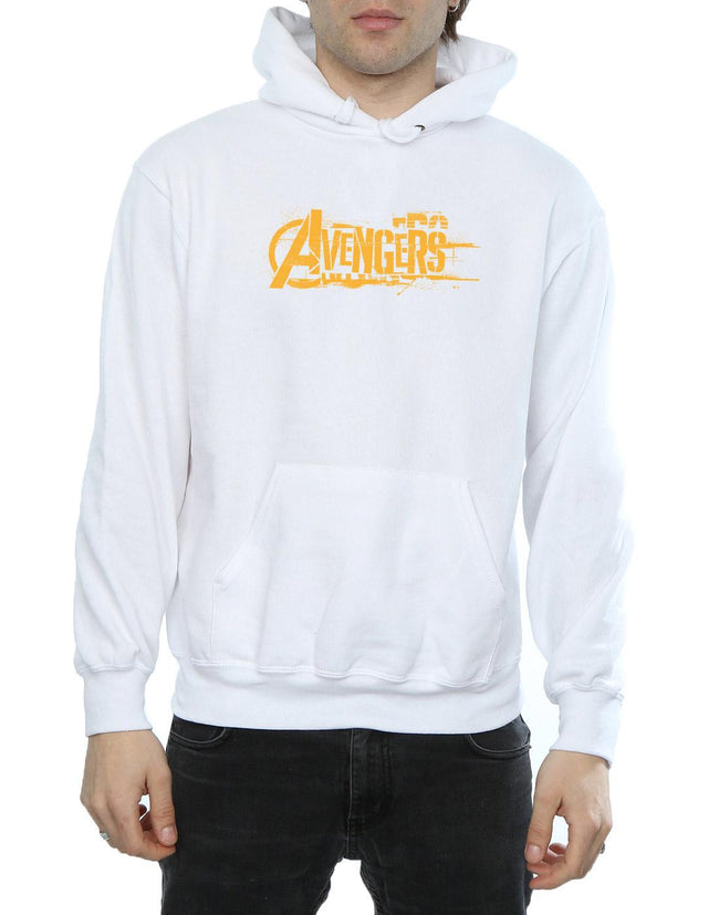 White - Back - Marvel Mens Avengers Infinity War Orange Logo Hoodie