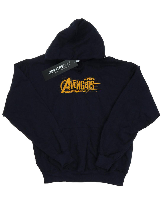 Navy Blue - Front - Marvel Mens Avengers Infinity War Orange Logo Hoodie
