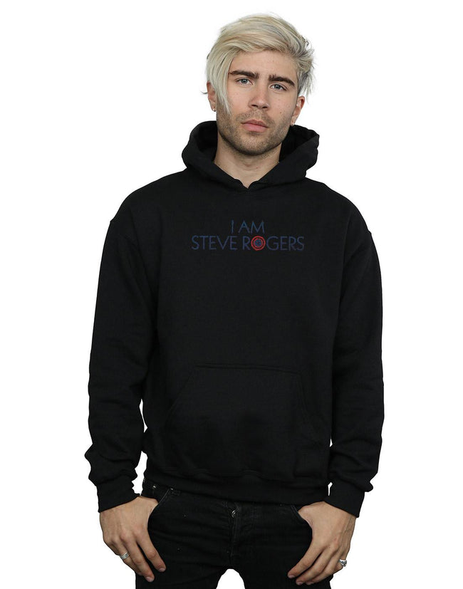 Black - Back - Marvel Mens Avengers Infinity War I Am Steve Rogers Hoodie