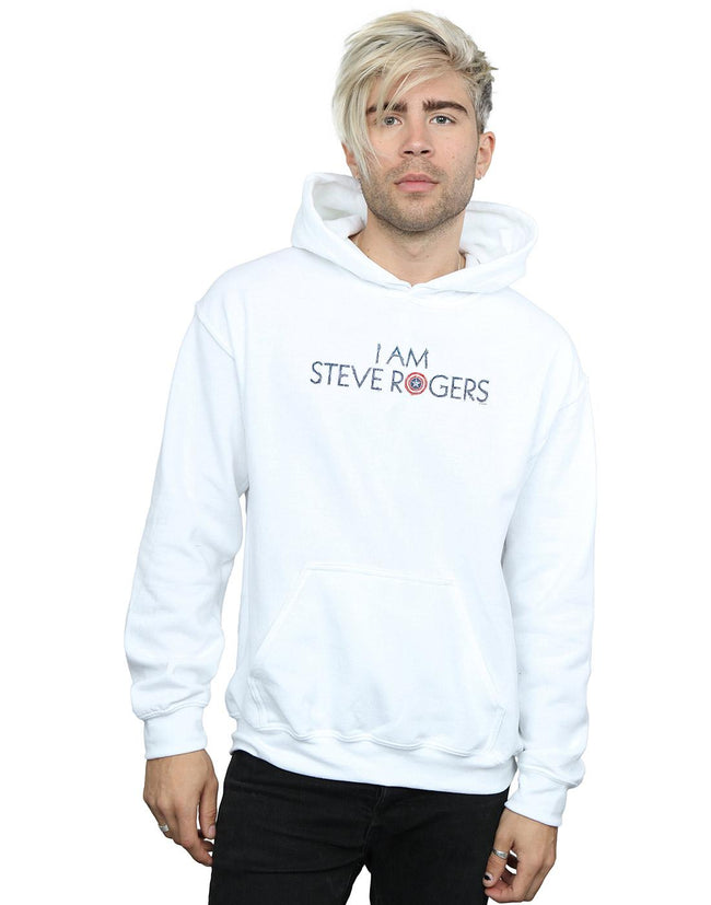 White - Back - Marvel Mens Avengers Infinity War I Am Steve Rogers Hoodie