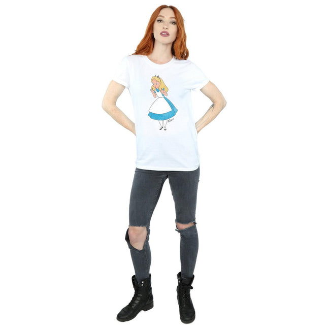 White - Lifestyle - Alice In Wonderland Womens-Ladies Classic Boyfriend Cotton T-Shirt