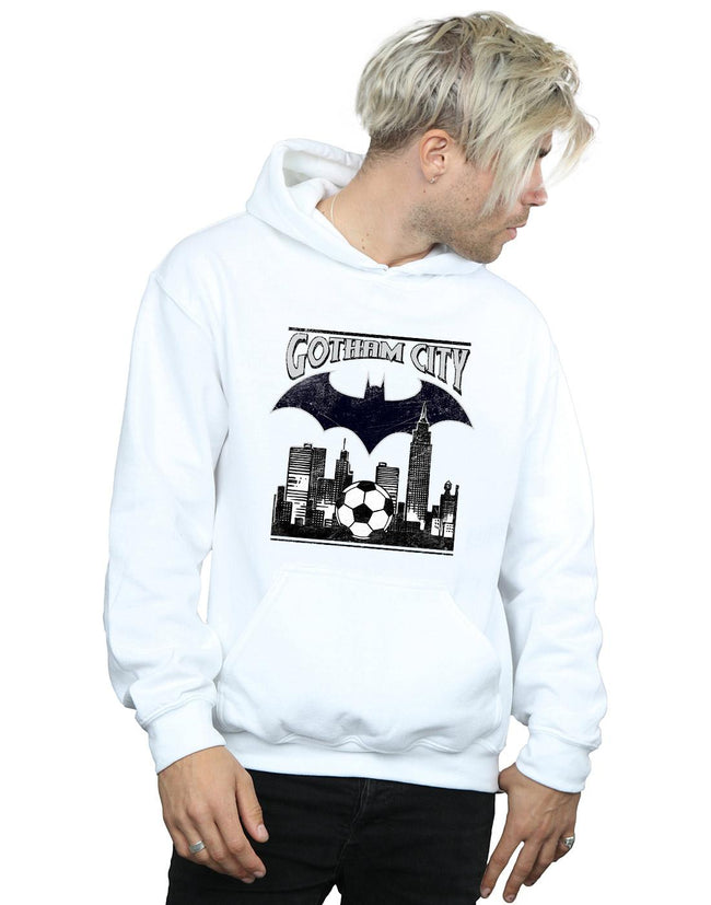 White - Back - DC Comics Mens Batman Football Gotham City Hoodie
