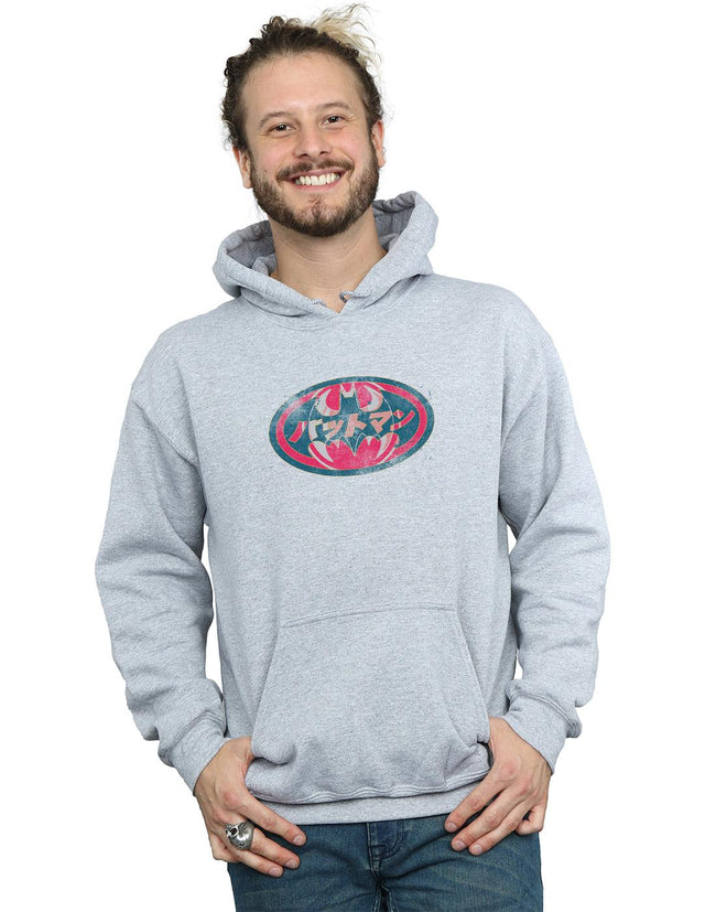 Sports Grey - Back - DC Comics Mens Batman Japanese Logo Red Hoodie