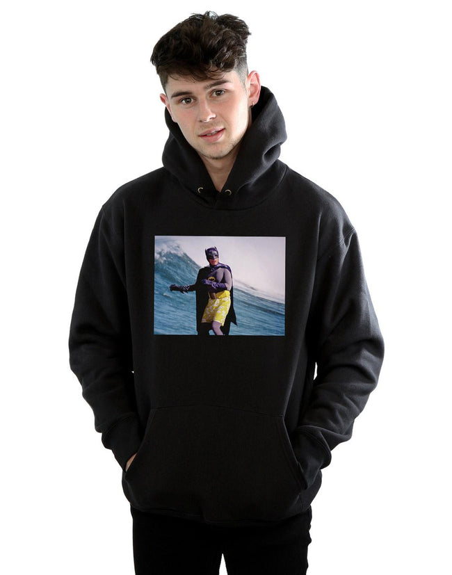Black - Back - DC Comics Mens Batman TV Series Surfing Still Hoodie