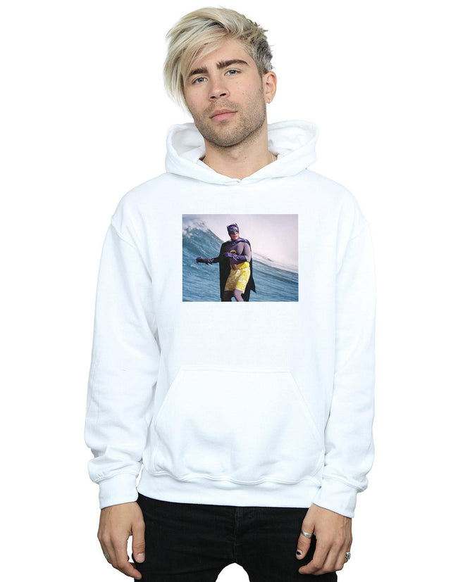 White - Back - DC Comics Mens Batman TV Series Surfing Still Hoodie