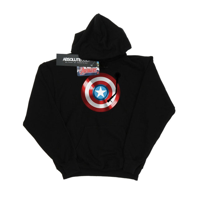Black - Front - Marvel Womens-Ladies Captain America Turntable Hoodie