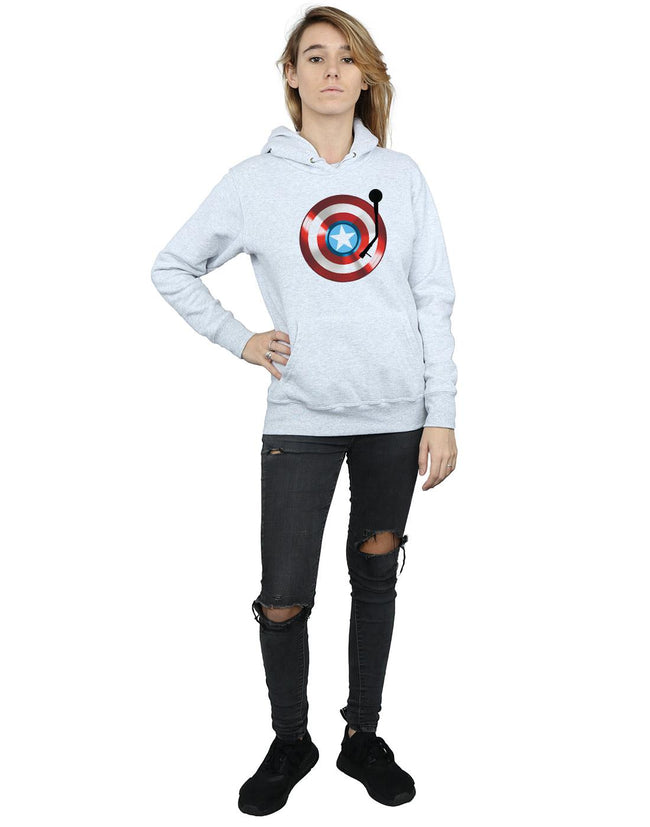 Heather Grey - Lifestyle - Marvel Womens-Ladies Captain America Turntable Hoodie