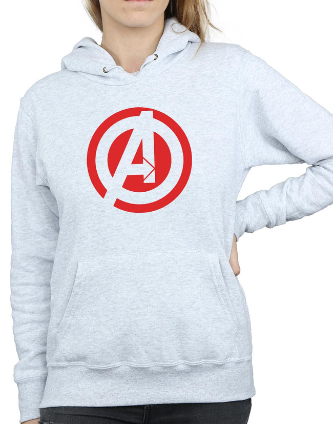 Heather Grey - Side - Marvel Womens-Ladies Avengers Assemble Solid A Logo Hoodie