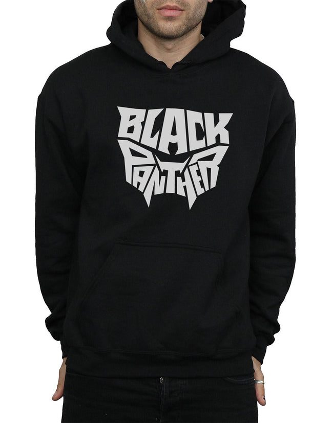 Black - Side - Marvel Mens Black Panther Worded Emblem Hoodie