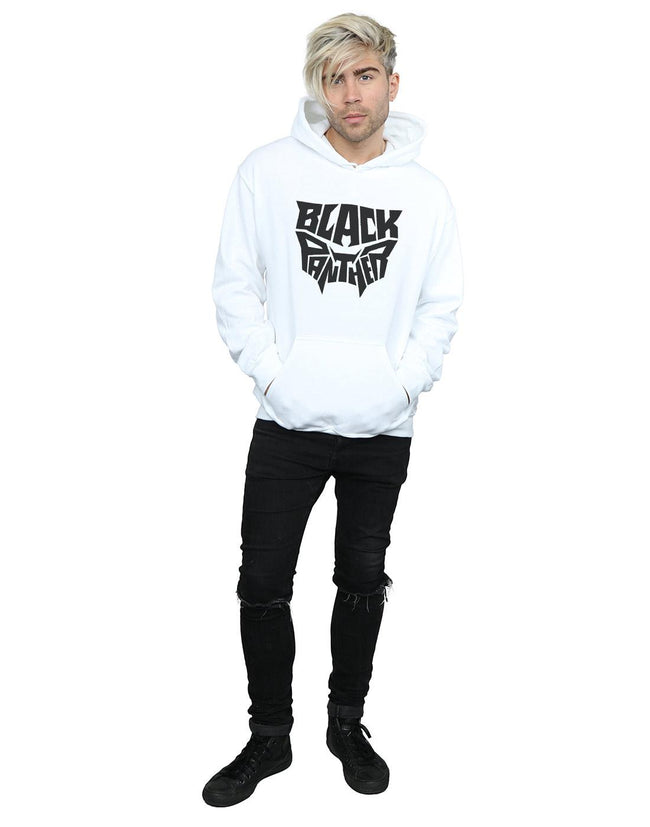 White - Lifestyle - Marvel Mens Black Panther Worded Emblem Hoodie