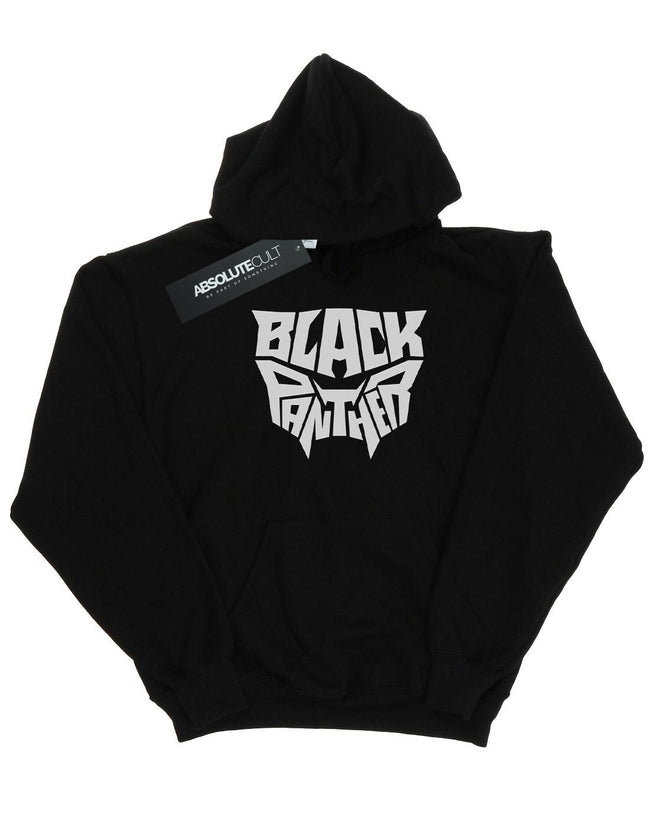 Black - Front - Marvel Mens Black Panther Worded Emblem Hoodie