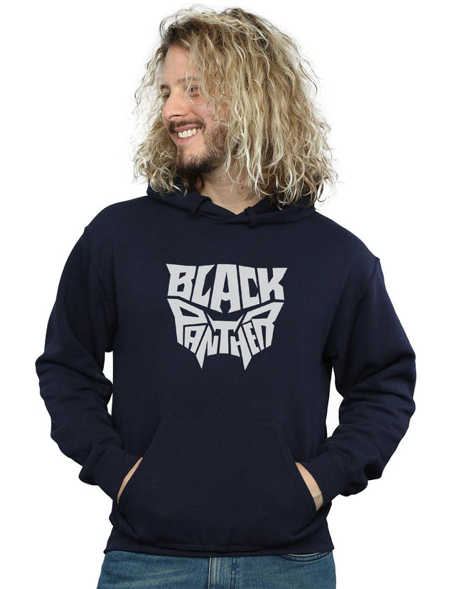 Navy Blue - Back - Marvel Mens Black Panther Worded Emblem Hoodie