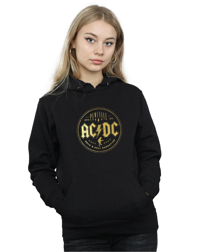 Black - Back - AC-DC Womens-Ladies Rock N Roll Damnation Hoodie