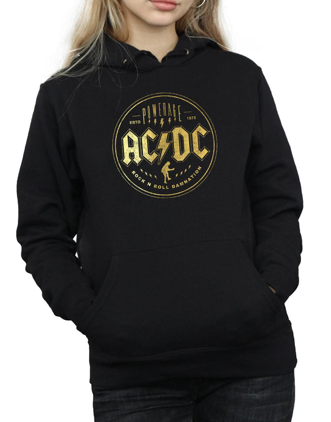Black - Side - AC-DC Womens-Ladies Rock N Roll Damnation Hoodie