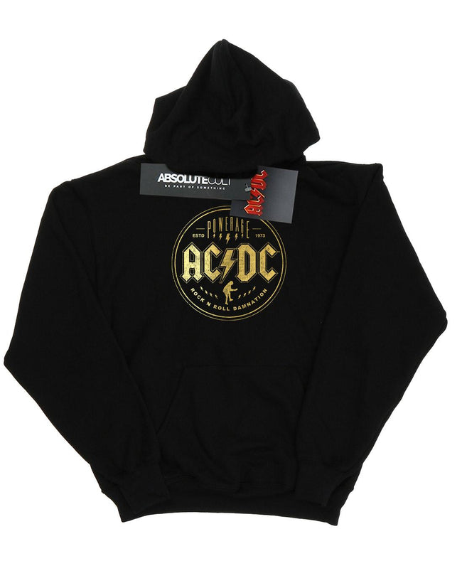 Black - Front - AC-DC Womens-Ladies Rock N Roll Damnation Hoodie