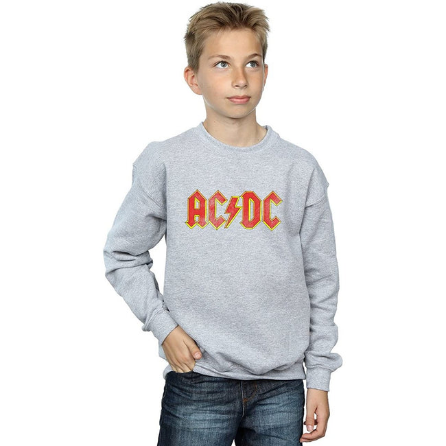 Heather Grey - Back - AC-DC Womens-Ladies Distressed Logo Heather Sweatshirt