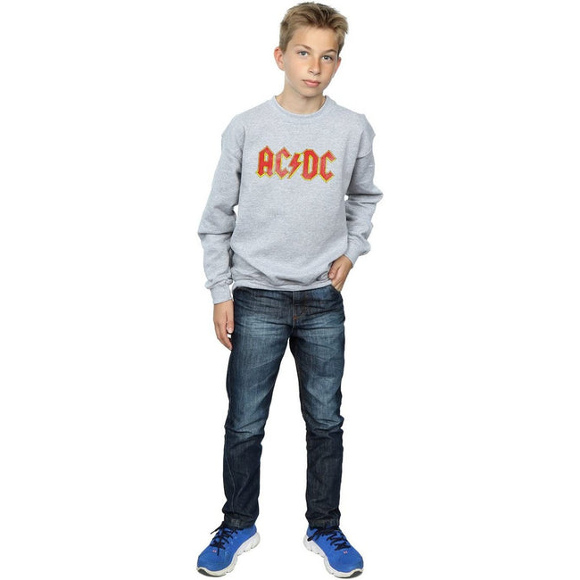 Heather Grey - Side - AC-DC Womens-Ladies Distressed Logo Heather Sweatshirt
