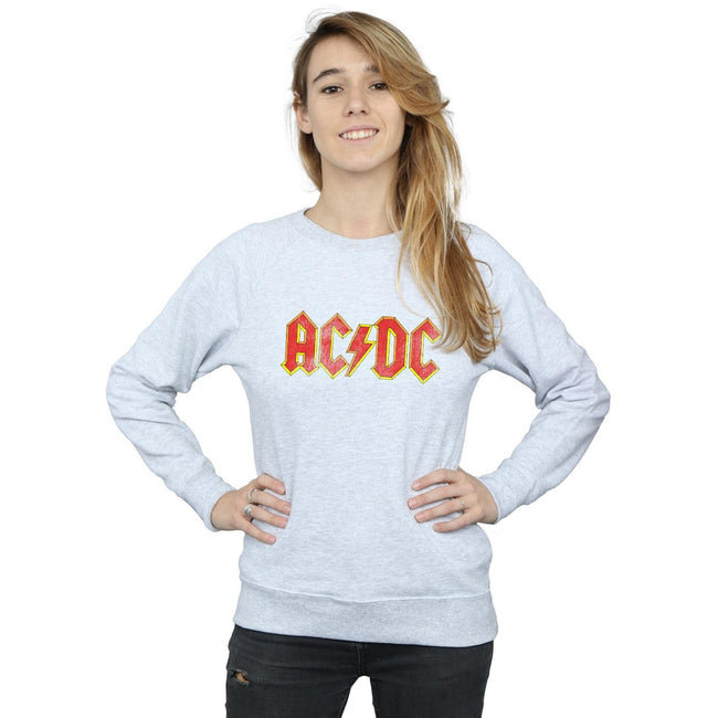 Heather Grey - Lifestyle - AC-DC Womens-Ladies Distressed Logo Heather Sweatshirt