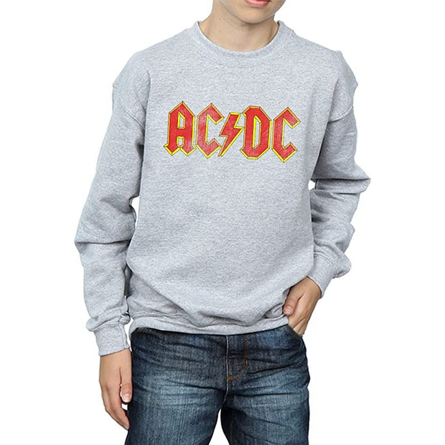 Heather Grey - Front - AC-DC Womens-Ladies Distressed Logo Heather Sweatshirt