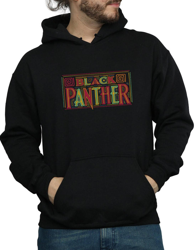 Black - Side - Marvel Mens Black Panther Tribal Logo Hoodie