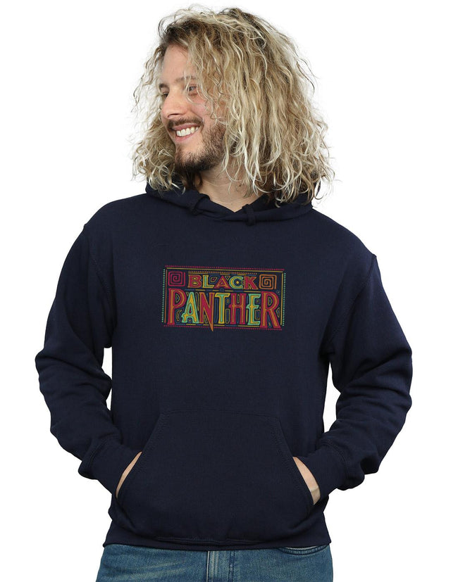 Navy Blue - Back - Marvel Mens Black Panther Tribal Logo Hoodie