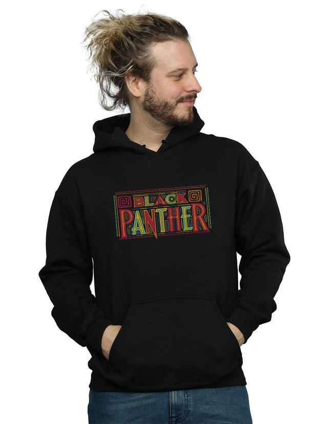 Black - Back - Marvel Mens Black Panther Tribal Logo Hoodie