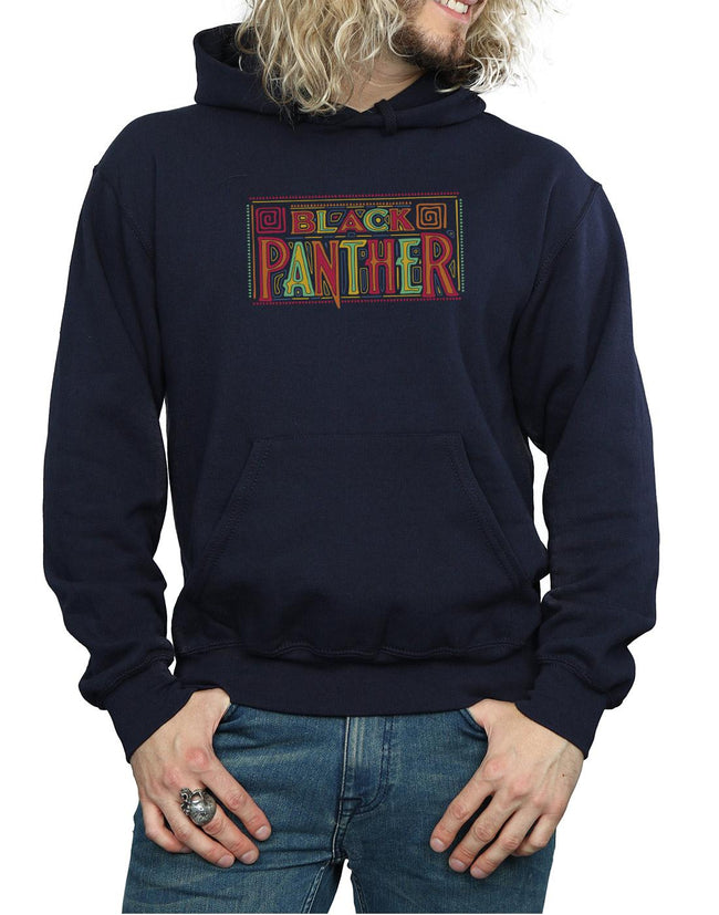 Navy Blue - Side - Marvel Mens Black Panther Tribal Logo Hoodie
