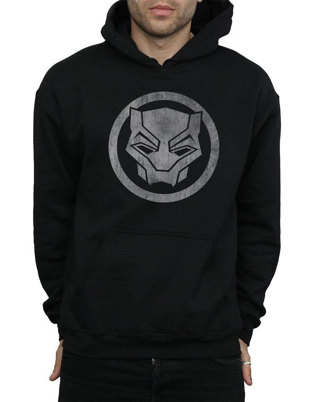 Black - Side - Marvel Mens Black Panther Distressed Icon Hoodie