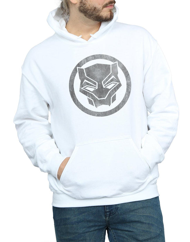 White - Side - Marvel Mens Black Panther Distressed Icon Hoodie