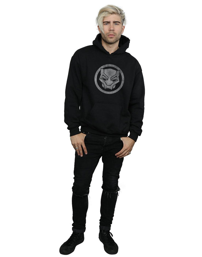 Black - Lifestyle - Marvel Mens Black Panther Distressed Icon Hoodie