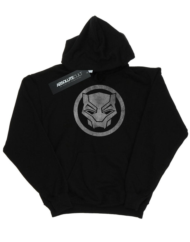 Black - Front - Marvel Mens Black Panther Distressed Icon Hoodie