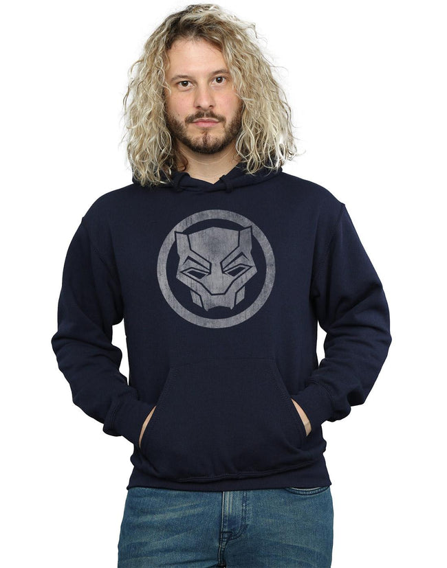 Navy Blue - Back - Marvel Mens Black Panther Distressed Icon Hoodie
