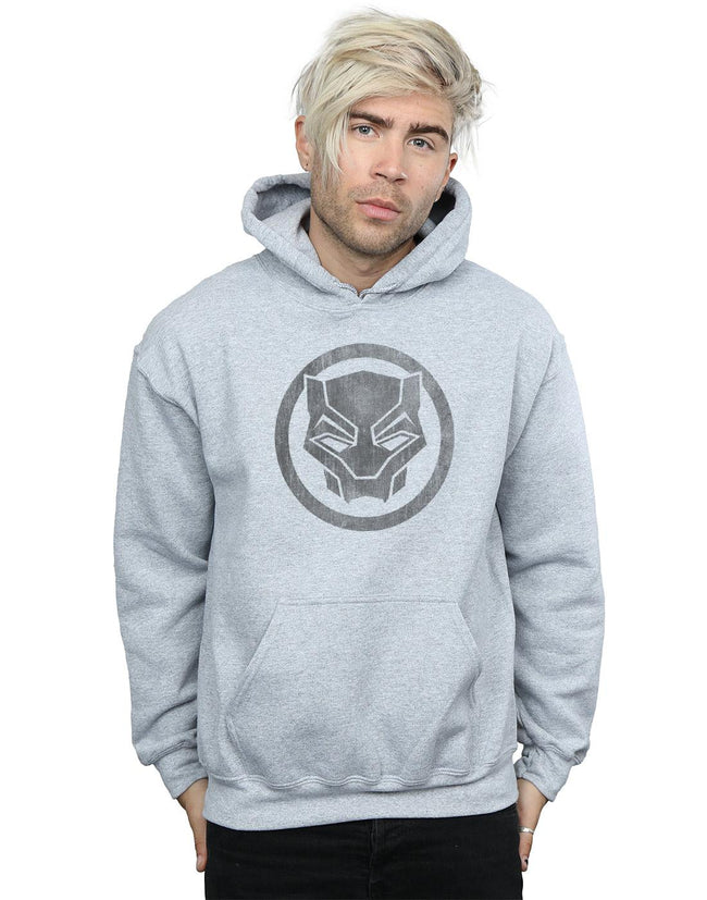 Sports Grey - Back - Marvel Mens Black Panther Distressed Icon Hoodie