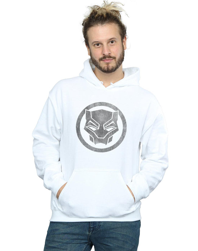 White - Back - Marvel Mens Black Panther Distressed Icon Hoodie