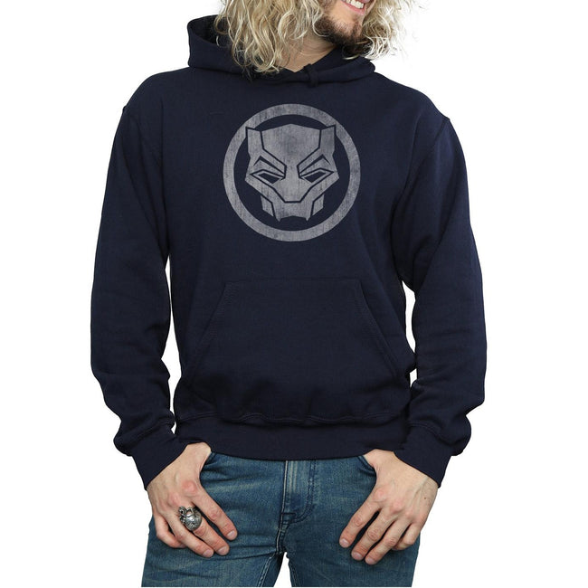 Navy Blue - Side - Marvel Mens Black Panther Distressed Icon Hoodie