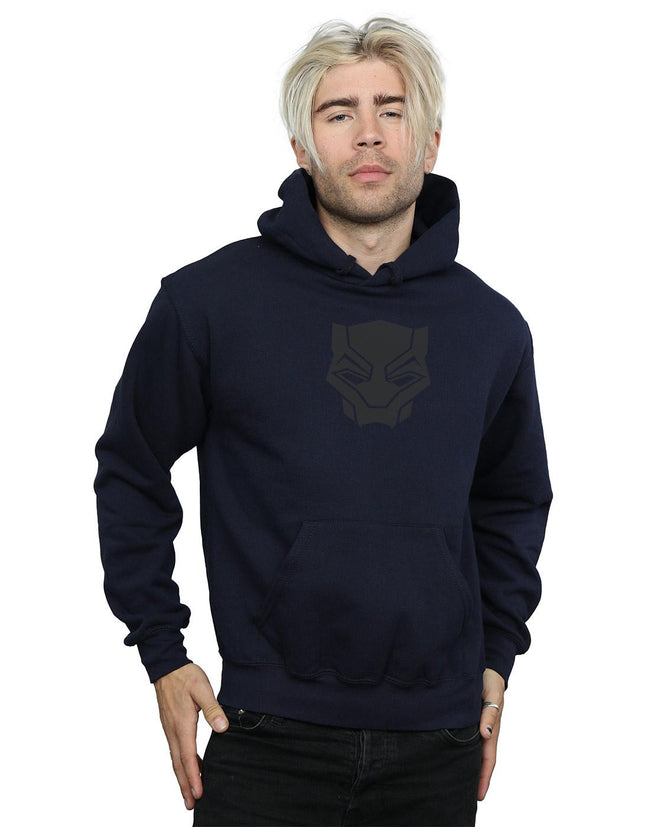 Navy Blue - Back - Marvel Mens Black Panther Black On Black Hoodie