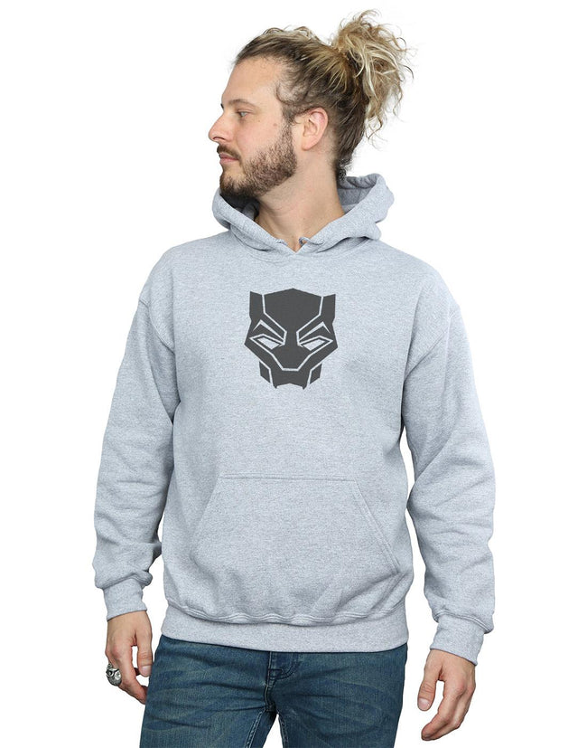 Sports Grey - Back - Marvel Mens Black Panther Black On Black Hoodie