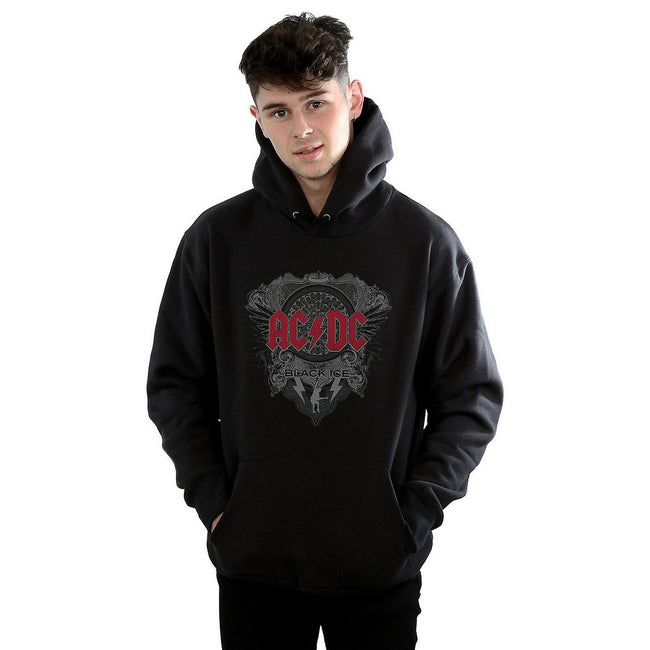 Black - Back - AC-DC Mens Black Ice Cotton Hoodie